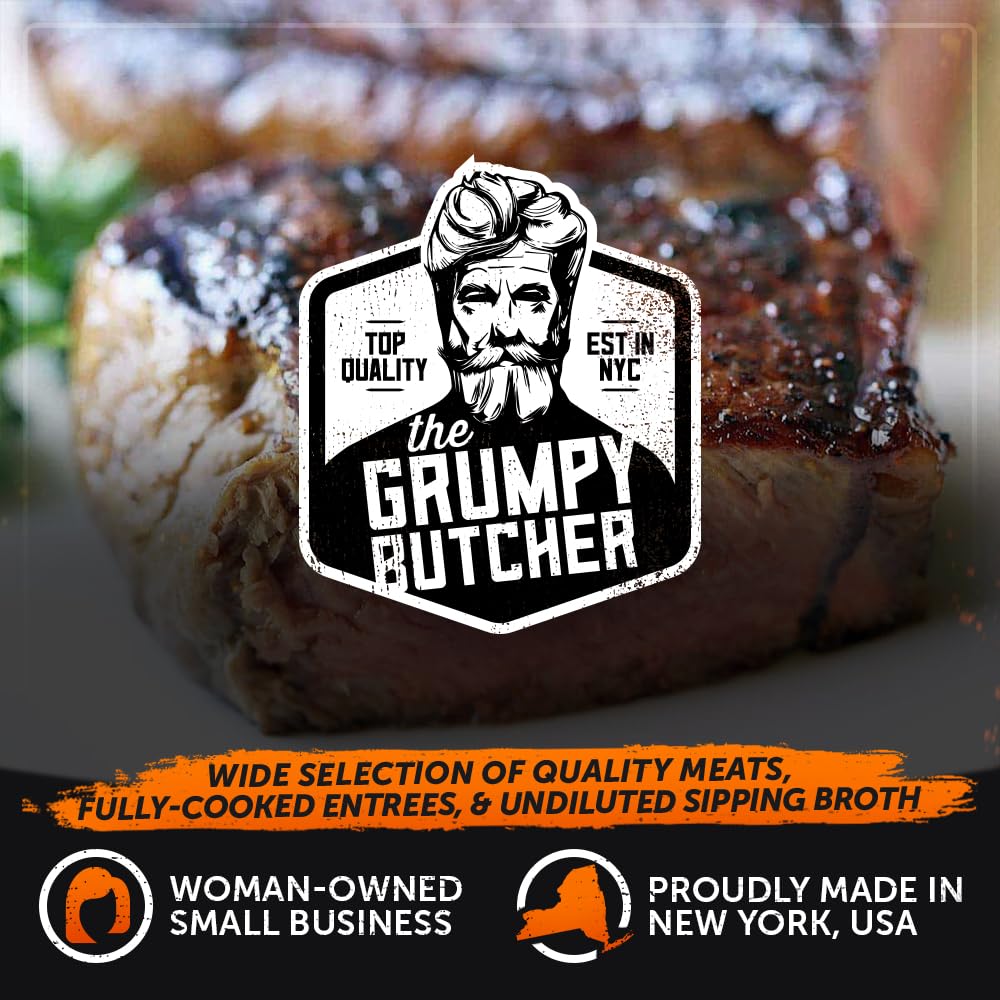 Premium Grumpy Butcher Steaks & Pork Chops Gift Box - 2 Top Sirloin Steaks (6 oz) & 2 Duroc Bone-in Pork Chops (14 oz) - Gourmet Meat Gift Package for Special Occasions, BBQ Parties & Holiday Gifting