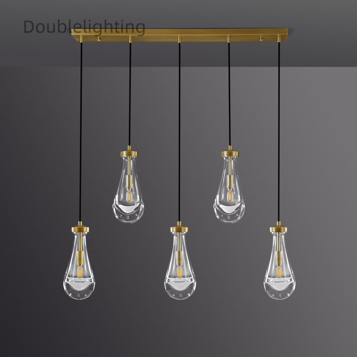 Raindrops 5-Light Rectangular Chandelier with Cord - Modern Dining Room & Kitchen Pendant Lighting Fixture