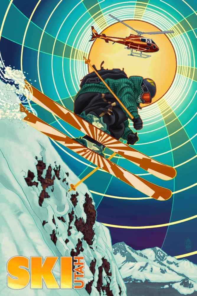 Lantern Press Utah Heli-Skiing Wall Art - 16x24 Wrapped Canvas Print for Home & Office Decor - Perfect for Ski Lovers & Adventure Themed Interiors