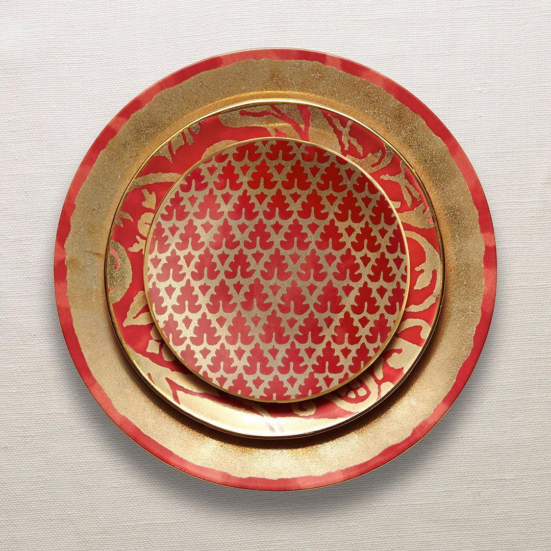 Fortuny Uccelli Decorative Dessert Plates - Set of 4 Elegant Italian Design Porcelain Plates for Afternoon Tea, Wedding, and Special Occasions