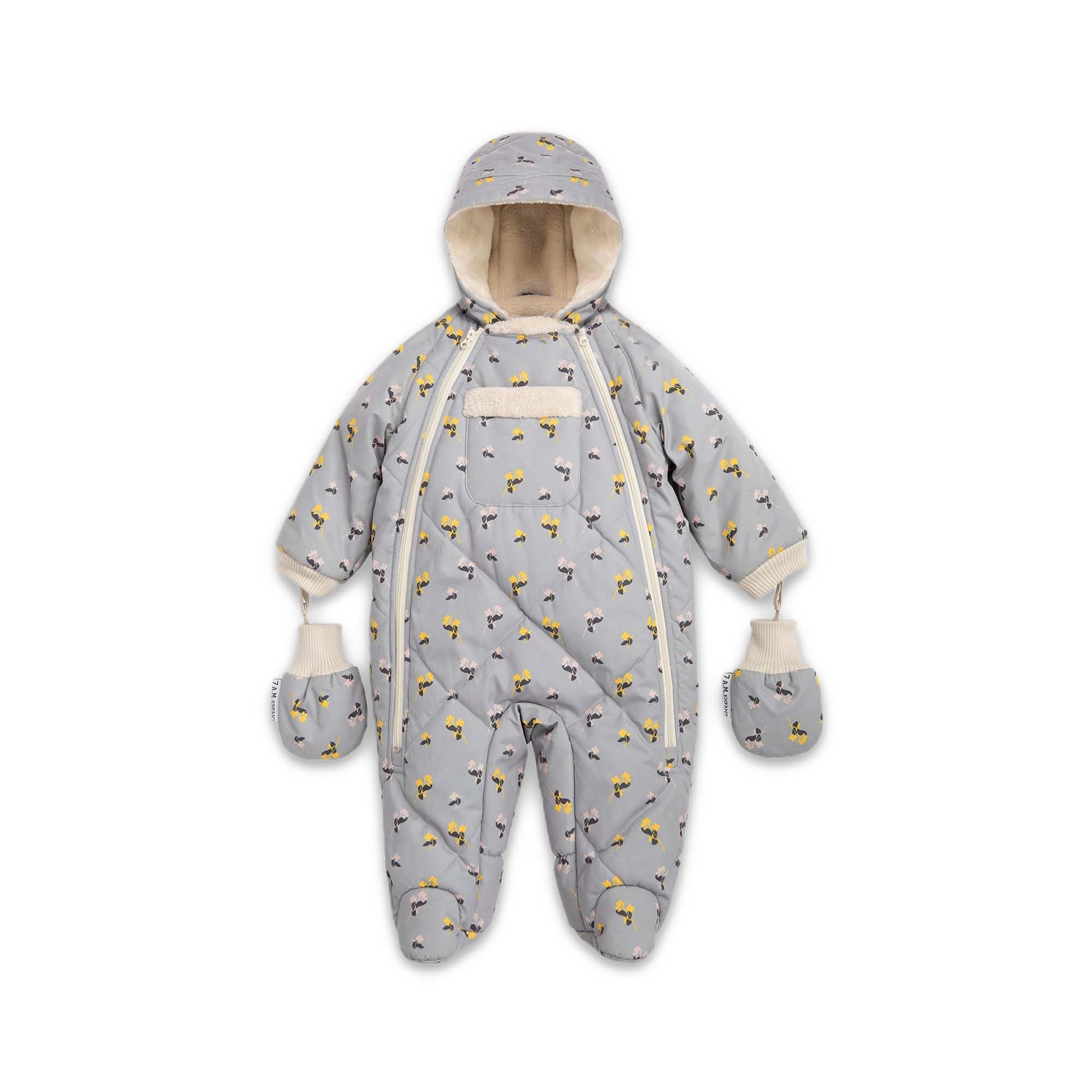 7AM Enfant Baby Jumpsuit Coat - Warm Winter Snowsuit with Hood & Gloves | Water Repellent Zippered Down Jacket for Infants | Perfect for Outdoor Play, Snow Days & Cold Weather Adventures