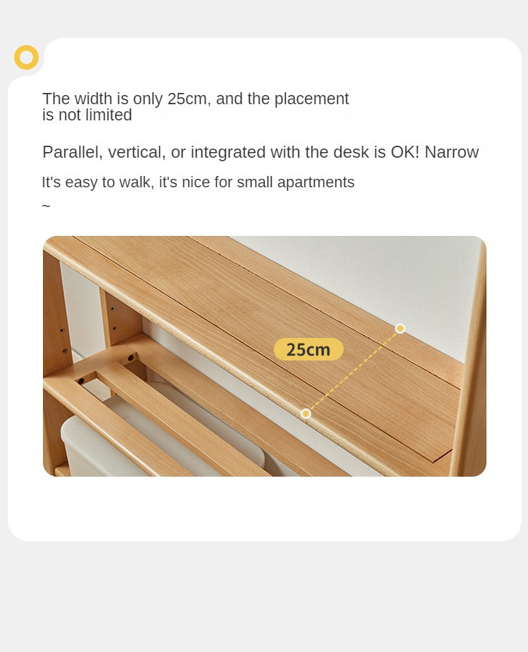 Solid Wood Floor-to-Ceiling Bookshelf - Beech & Oak Wooden Storage Shelf for Books, Toys, and Home Decor | Perfect for Living Room, Nursery, and Home Office Organization