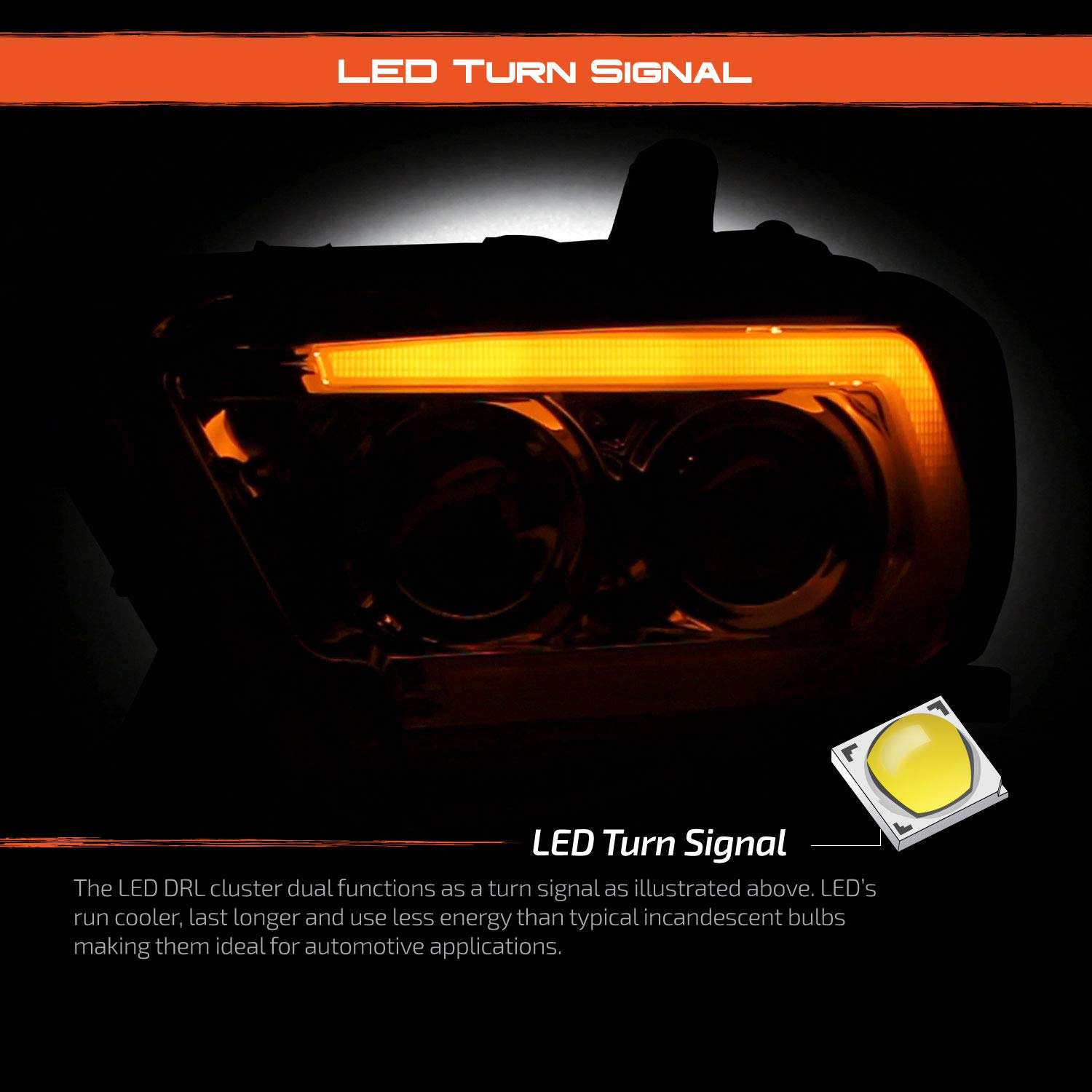 AKKON LED DRL Projector Headlights for 2016-2022 Toyota Tacoma TRD - C-Tube Design with Sequential Turn Signal & Chrome Finish - Upgrade Your Truck's Style & Visibility for Night Driving & Off-Road Adventures