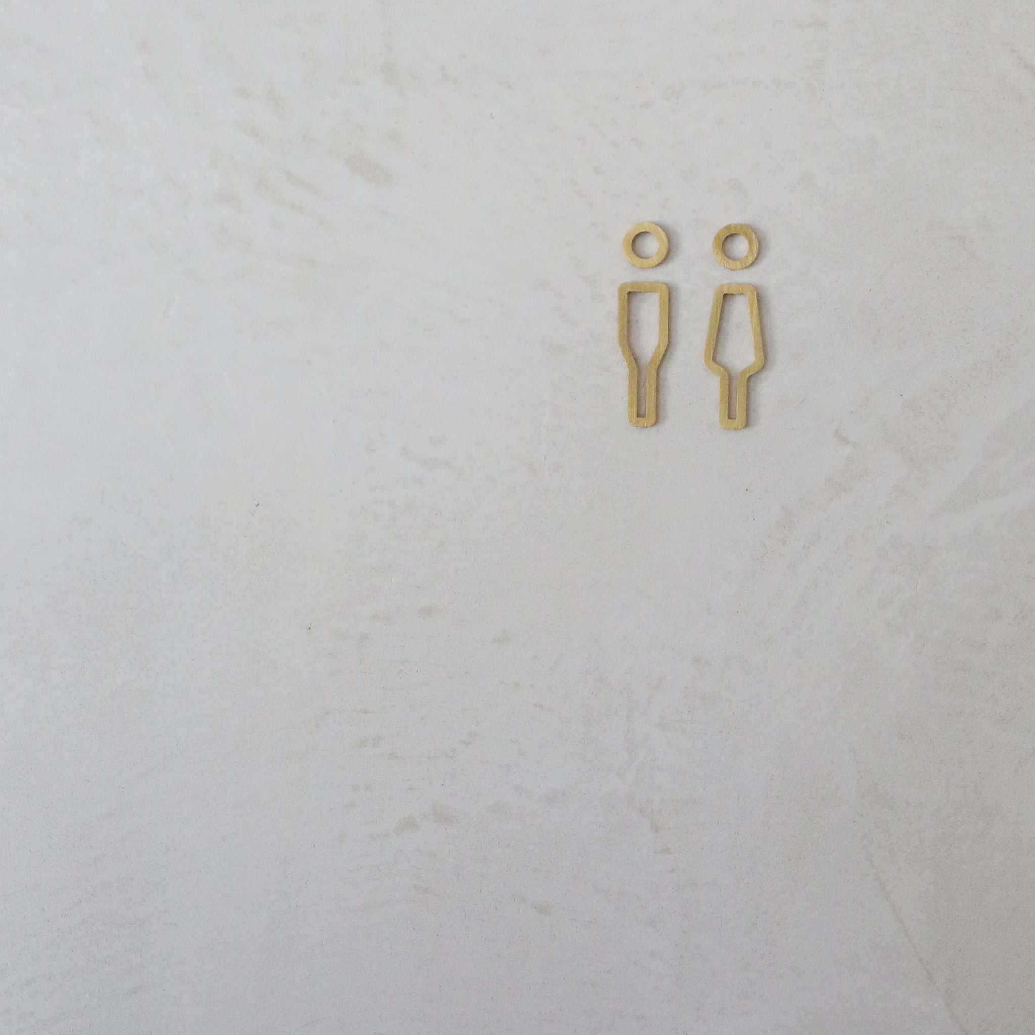 DESIGNSTUFF Brushed Brass Restroom Sign - Gender Neutral Her/Him Bathroom Door Plaque for Home, Office & Commercial Spaces