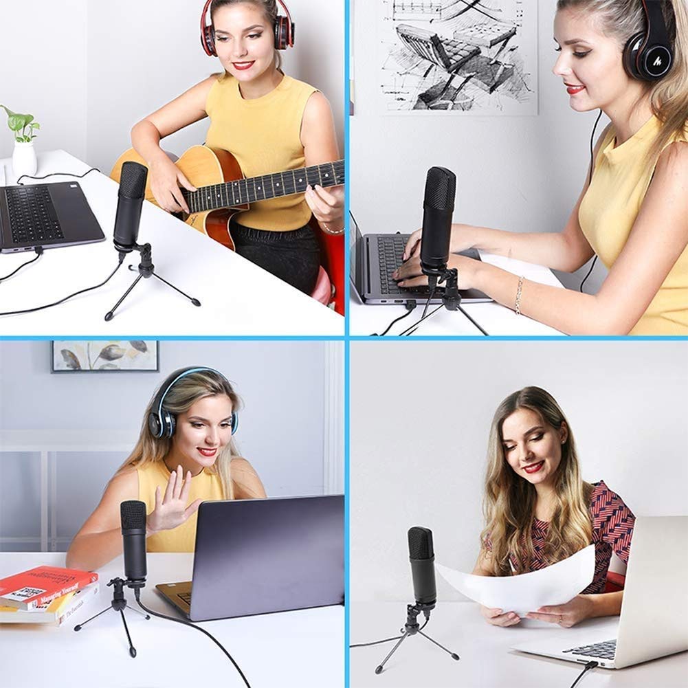 Professional Cardioid Condenser Microphone - Studio Quality Podcast Mic with Tripod Stand for PC/Laptop, Perfect for Streaming, Recording & Voice Overs