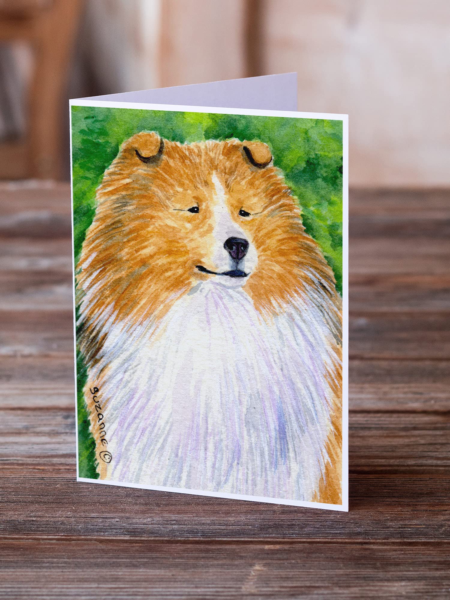 Caroline's Treasures SS1003GCA7P Sheltie Dog Greeting Cards - Pack of 8 Blank A7 Note Cards (5x7 inches) with Envelopes - Whimsical Canine Design for Birthday, Thank You & Holiday Cards - Perfect for Dog Lovers & Pet Owners
