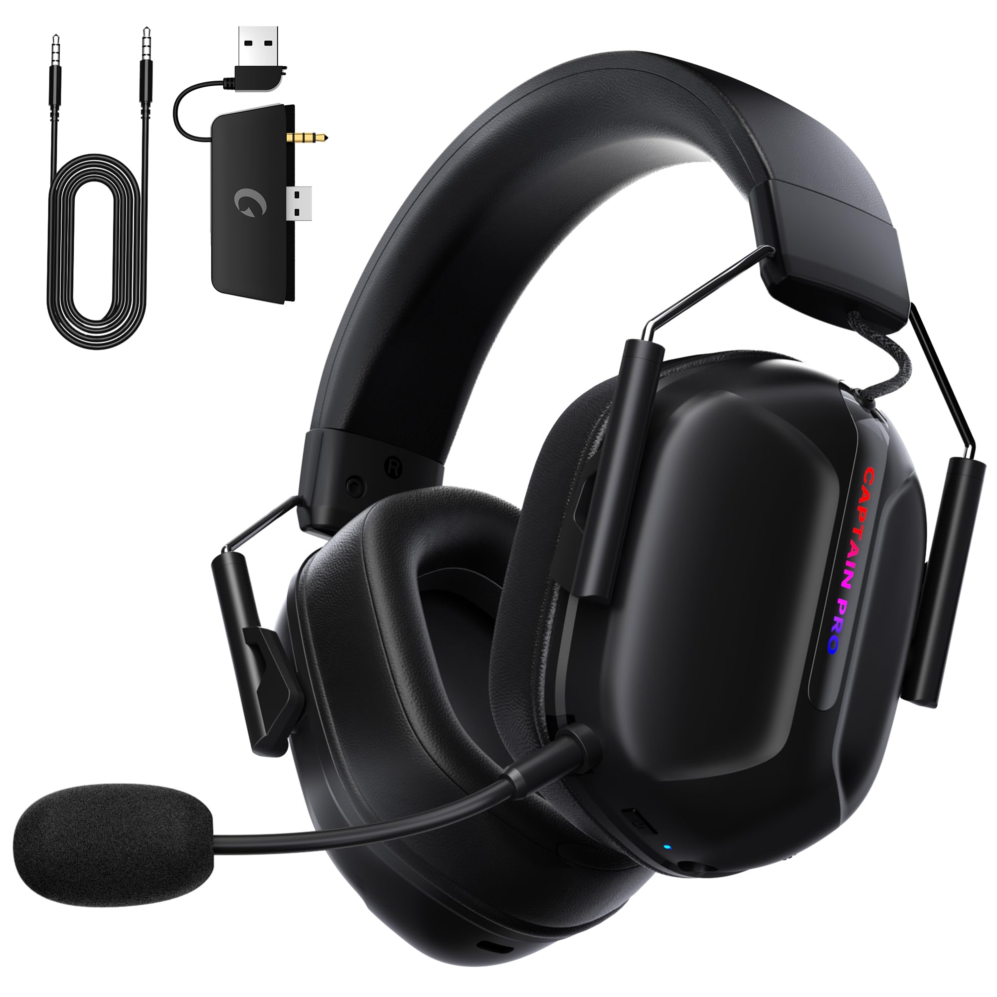 RYR Wireless Gaming Headset for Xbox Series X|S, Xbox One, PC, PS4, PS5, Mac, Nintendo Switch - Bluetooth 5.2, Surround Sound, 60H Battery Life, Detachable Noise Cancelling Mic - Black | Perfect for Competitive Gaming, Streaming & Online Chat
