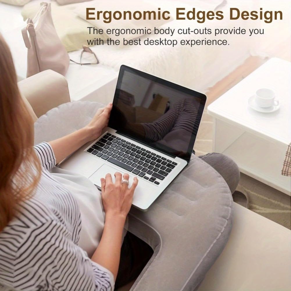 Ergonomic Inflatable Sofa Desk Pillow - Portable Lap Desk with Armrests & Soft Cushion for Reading, Gaming, and Bed Rest - Perfect for Adults on Bed, Sofa, or Floor Use - Ideal for Home Office, Dorm Room, and Travel Comfort