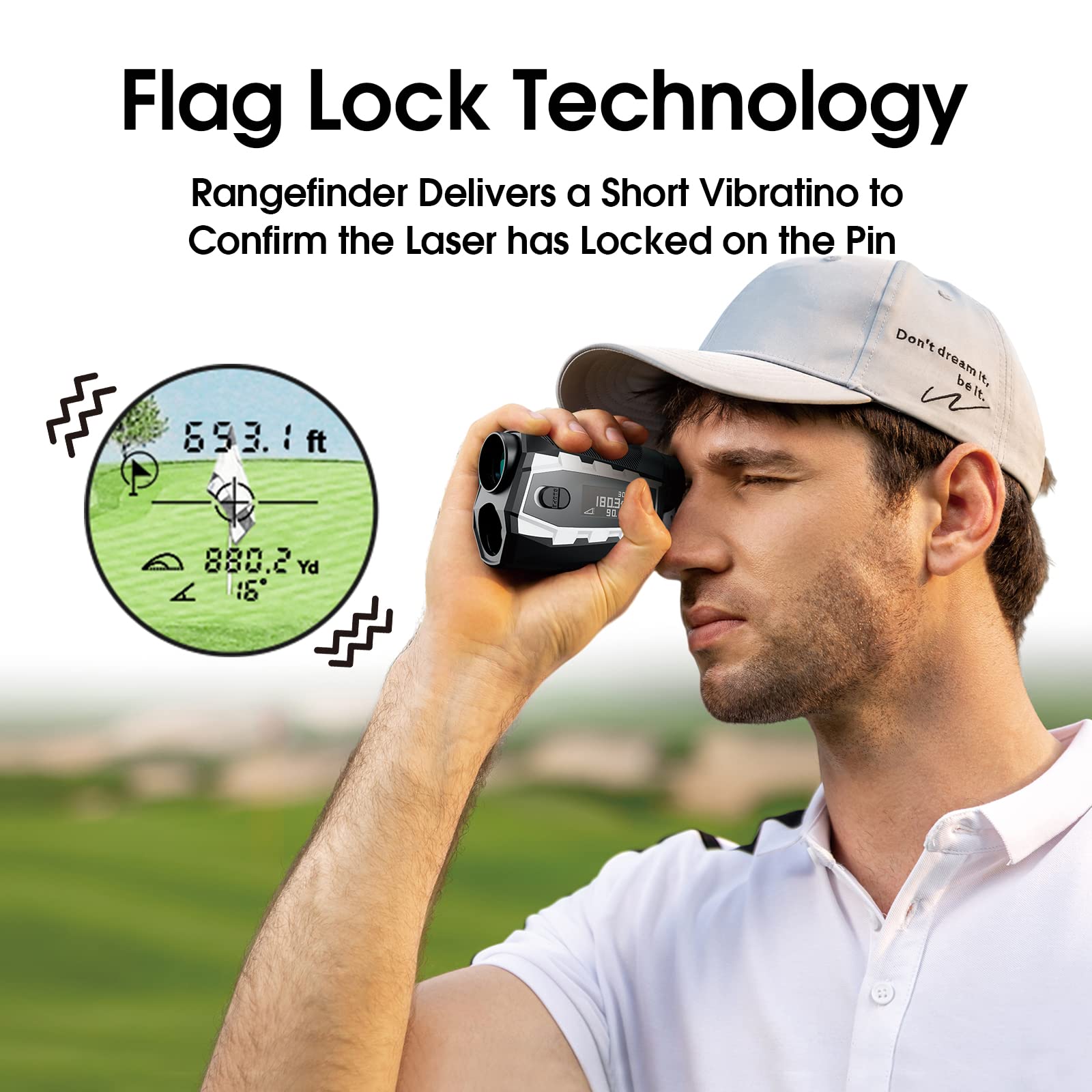 800 Yards Golf Rangefinder with Slope & Magnetic Strip | Fast Flagpole Lock, Pulse Vibration, 6X Magnification | 1000mAh Type-C Rechargeable | Perfect for Course Play & Tournament Practice (Magnet)