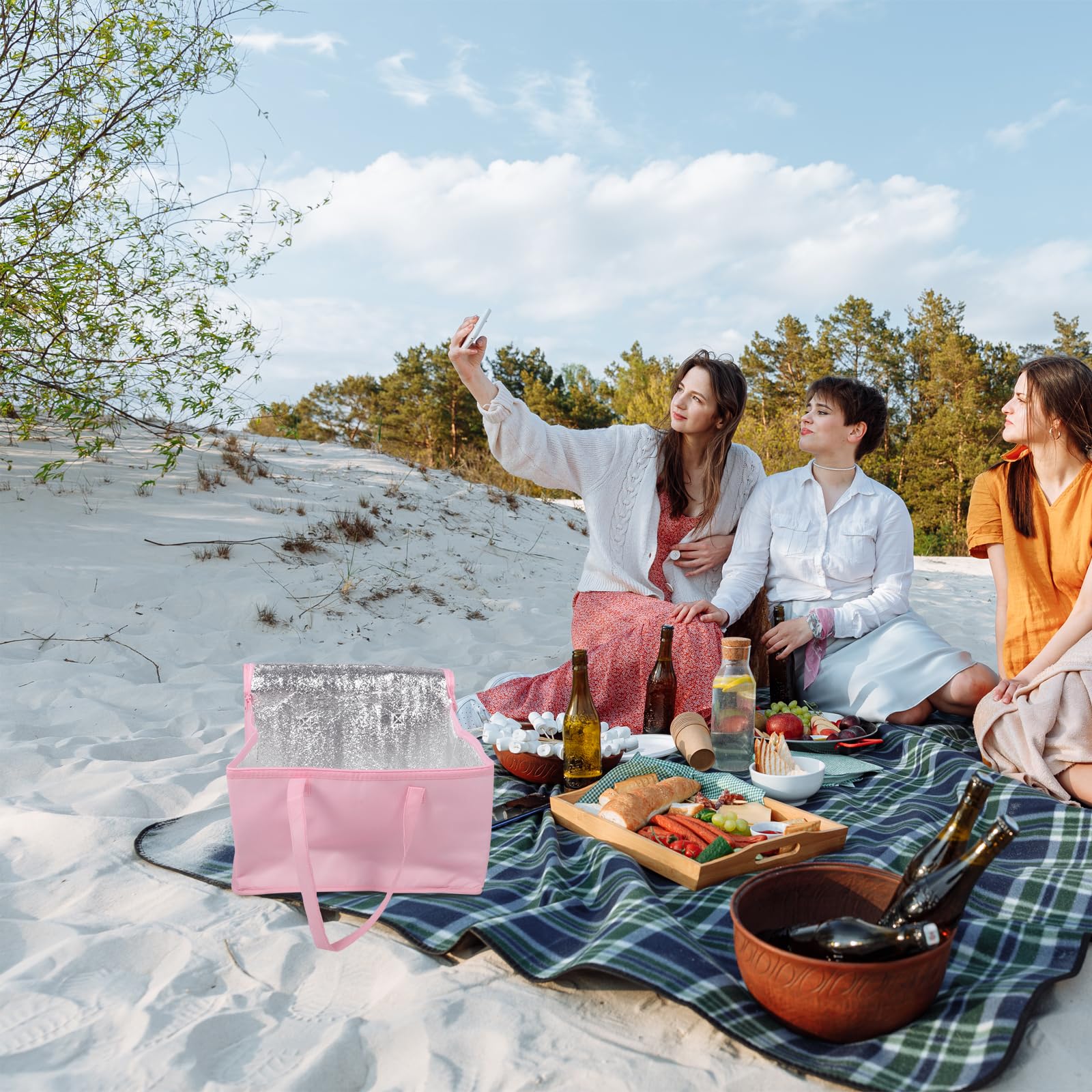 Insulated Reusable Grocery Bags - Heavy Duty Collapsible Cooler for Shopping & Picnics