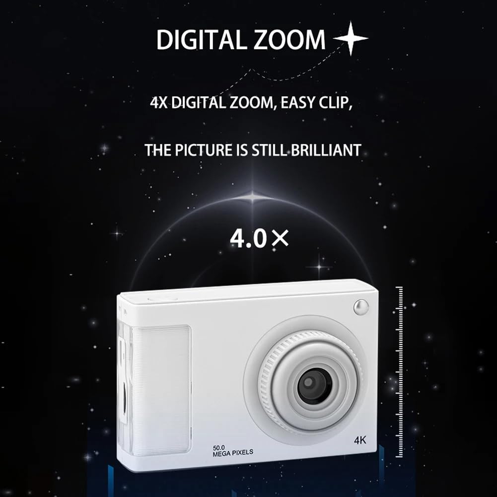 Luejnbogty 48MP HD Mini Camera with 2.4in IPS Display - 4K Video Camera for Kids & Students with Fill Light, Black - Perfect for School Projects, Travel Vlogging & Outdoor Adventures