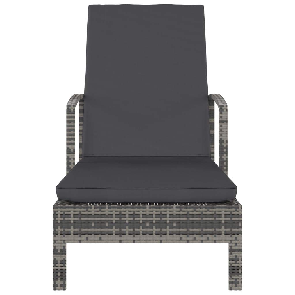 Adjustable Outdoor Chaise Lounge Chair - Poly Rattan Patio Sun Lounger with Armrests & Cushion for Beach, Pool, Backyard - Grey | Perfect for Relaxing by the Poolside or Sunbathing in Your Garden