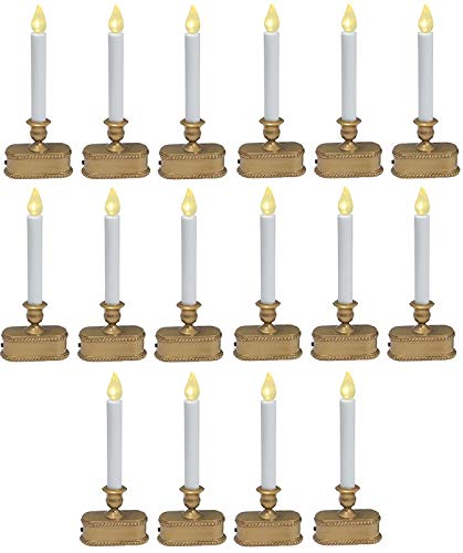Christmas LED Lighted Candle - Battery Operated Flameless Candles, 9 Inch Gold Decorative Candles for Holiday Decor, Wedding Centerpieces, Tabletop Decorations, and Home Ambiance Lighting
