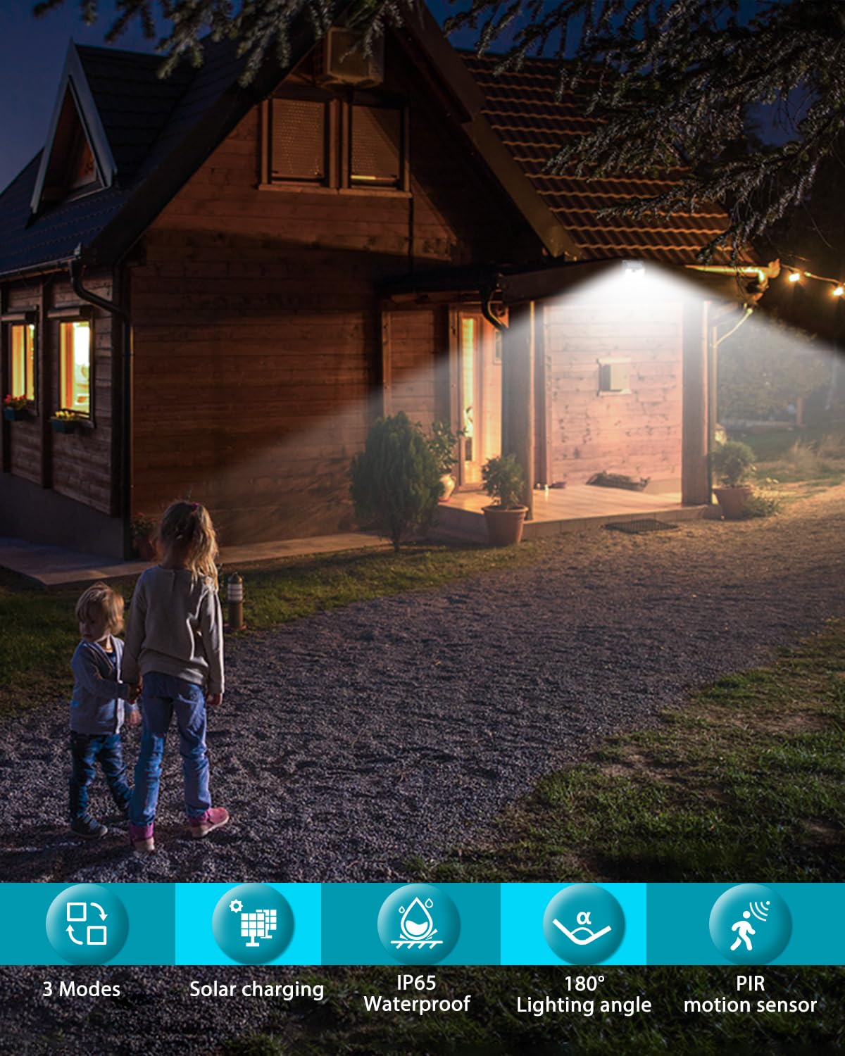 2 Pack Solar Powered Outdoor Lights with 140 LEDs & Motion Sensor - 3 Modes, IP65 Waterproof, Wireless Solar Wall Lights for Deck, Fence, Patio, Front Door (White Light) - Perfect for Pathway Lighting, Garden Security & Nighttime Illumination