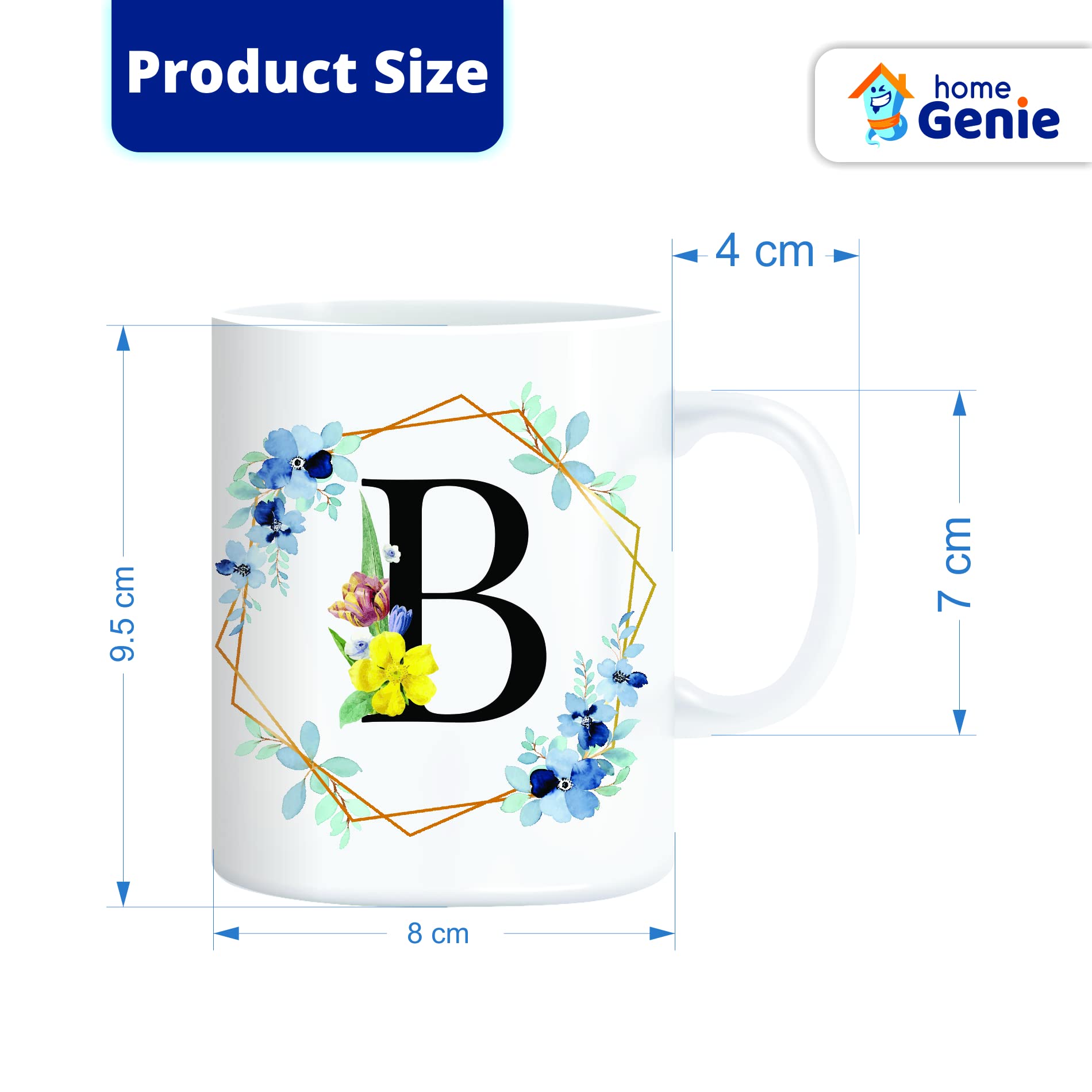 Personalized Initial Mug - Ceramic Coffee Tea Milk Cup with Alphabet Letter B - Custom Gift for Women, Men, Couples, Friends - Birthday, Anniversary, Valentine's Day Present - Perfect for Home, Office & Gifting (Includes Best Wishes Tag)
