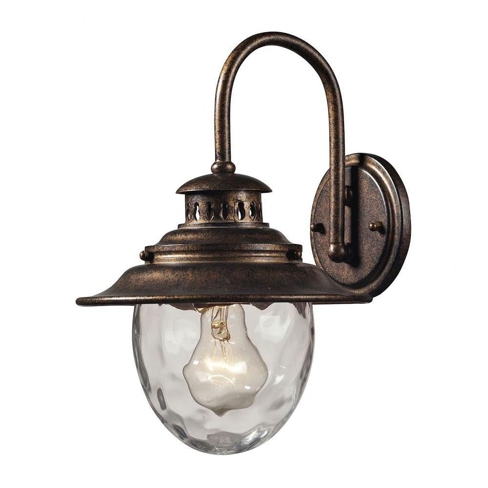 Barn Style One Light Outdoor Wall Lantern with Exposed Bulb - Round Globe Coastal Porch Light in Regal Bronze Finish with Clear Water Glass - Perfect for Farmhouse, Cottage, and Beach House Exteriors, Entryways, and Patio Lighting