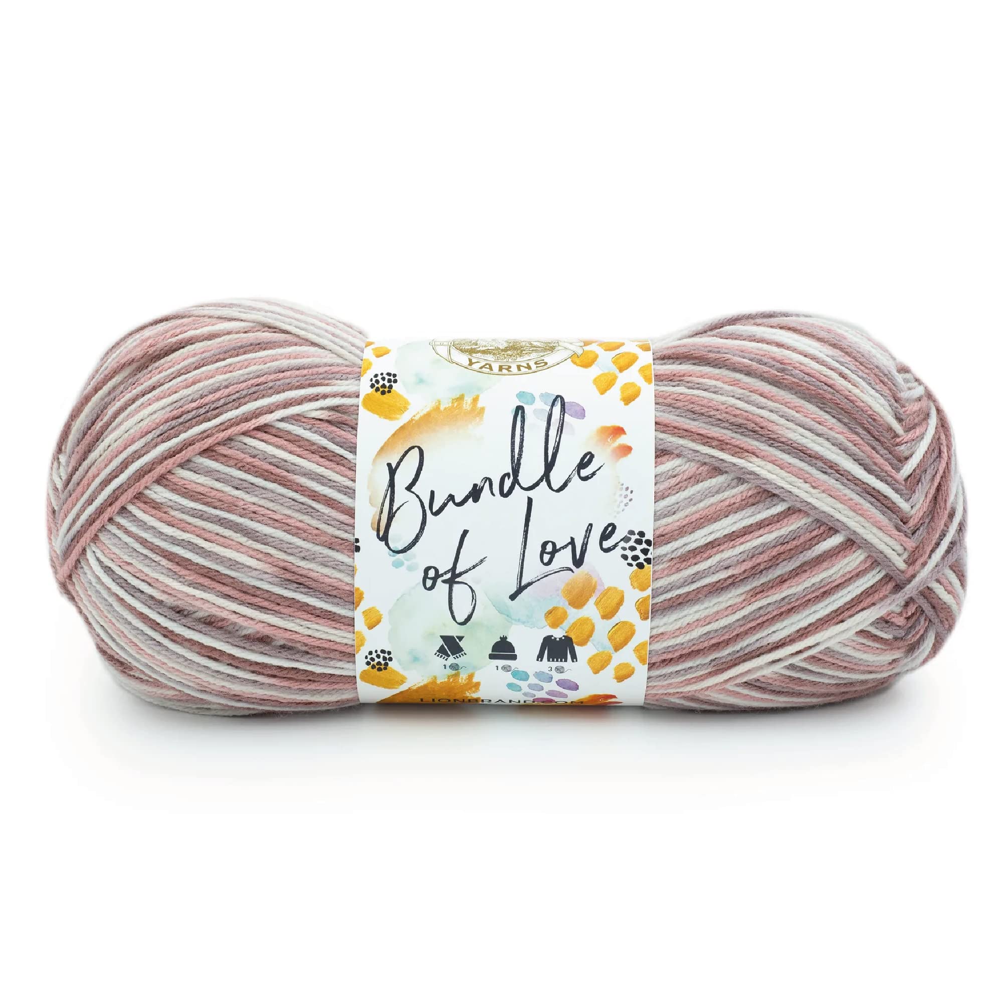 (1 Skein) Lion Brand Yarn Bundle of Love Yarn in Potpourri Color - Soft Acrylic Yarn for Knitting, Crochet & DIY Crafts - Perfect for Scarves, Blankets & Baby Clothes