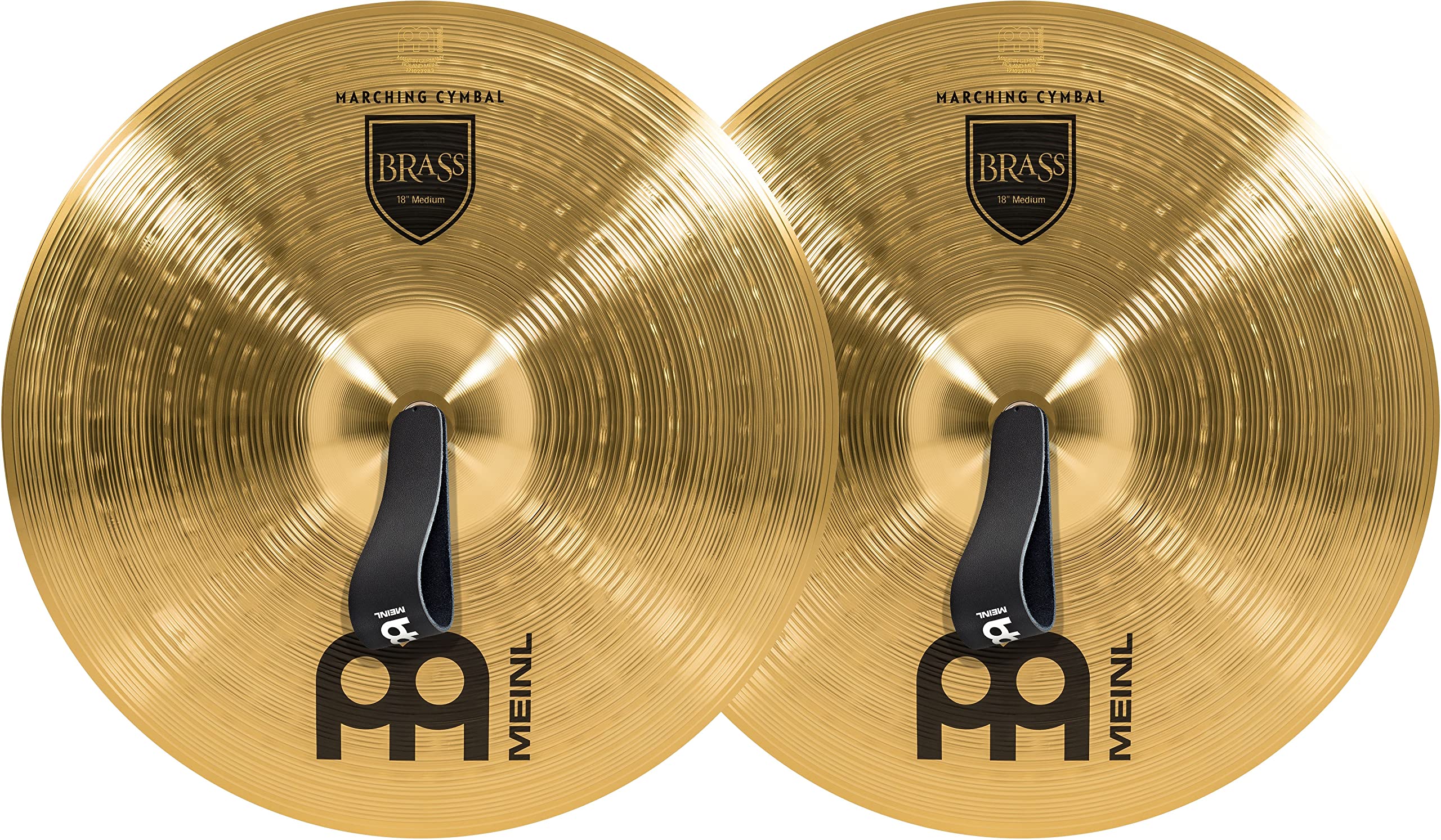 Meinl 18” Marching Cymbal Pair with Straps - Professional Brass Alloy Cymbals, Traditional Finish, Made in Germany - Perfect for Drummers, Bands & Marching Ensembles - 2-Year Warranty (MA-BR-18M)