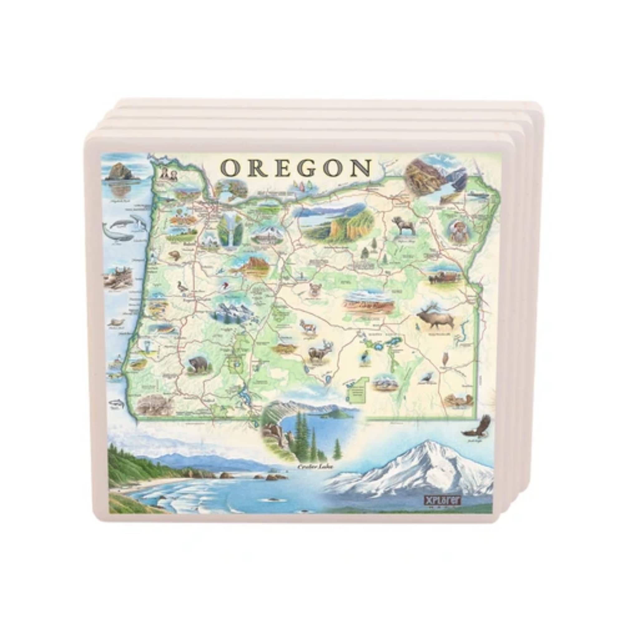 Oregon State Ceramic Coasters Set of 4 - Absorbent & Durable Drink Coasters for Coffee, Beer, Wine - Perfect for Home, Office, Bar, and Gift Giving