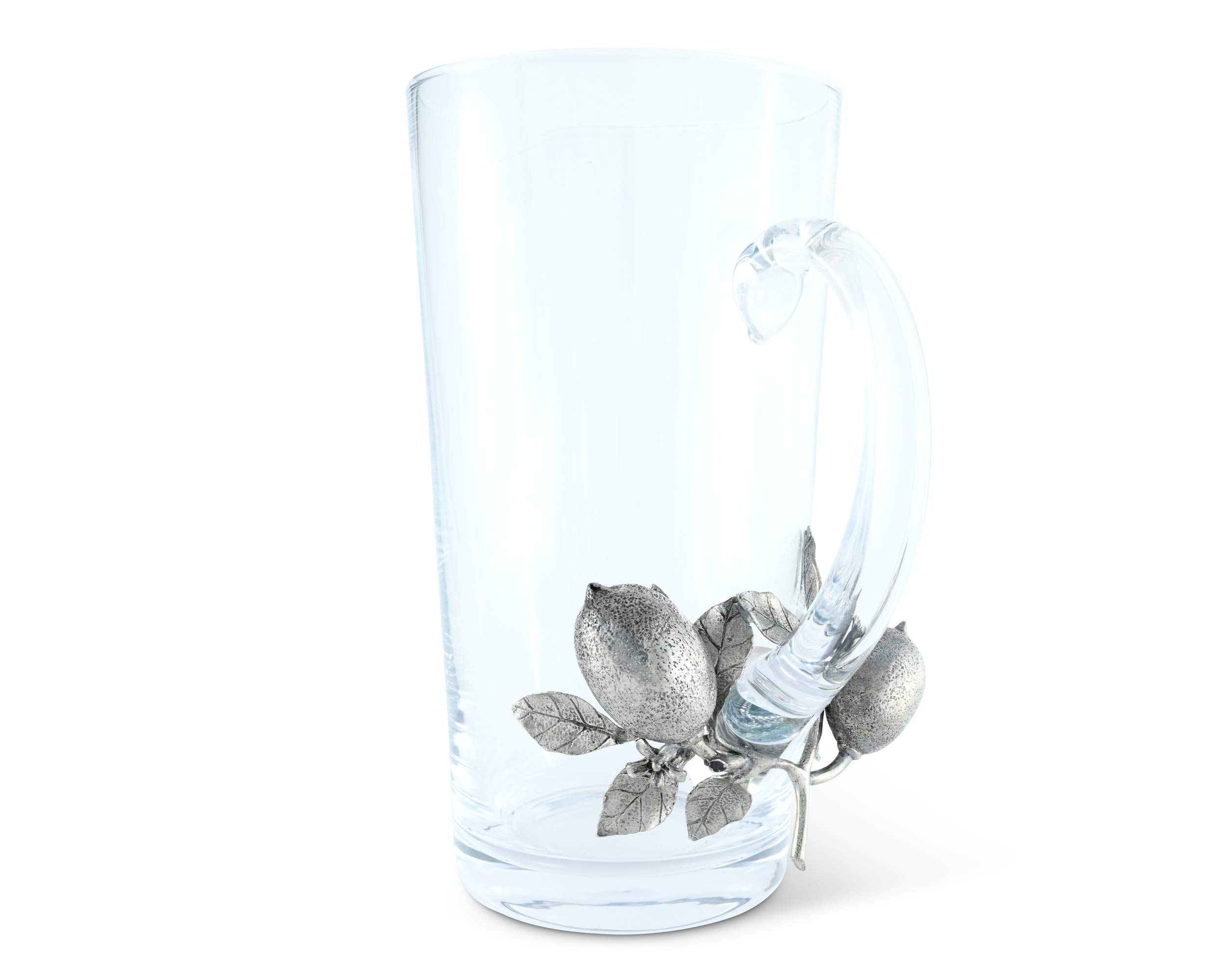 Vagabond House 64 oz Glass & Pewter Lemon Bouquet Pitcher - 9.5