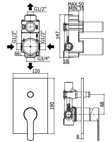 Wall Mounted Dual Outlet Red Shower Mixer - Perfect for Modern Bathrooms and Spa-Like Showers
