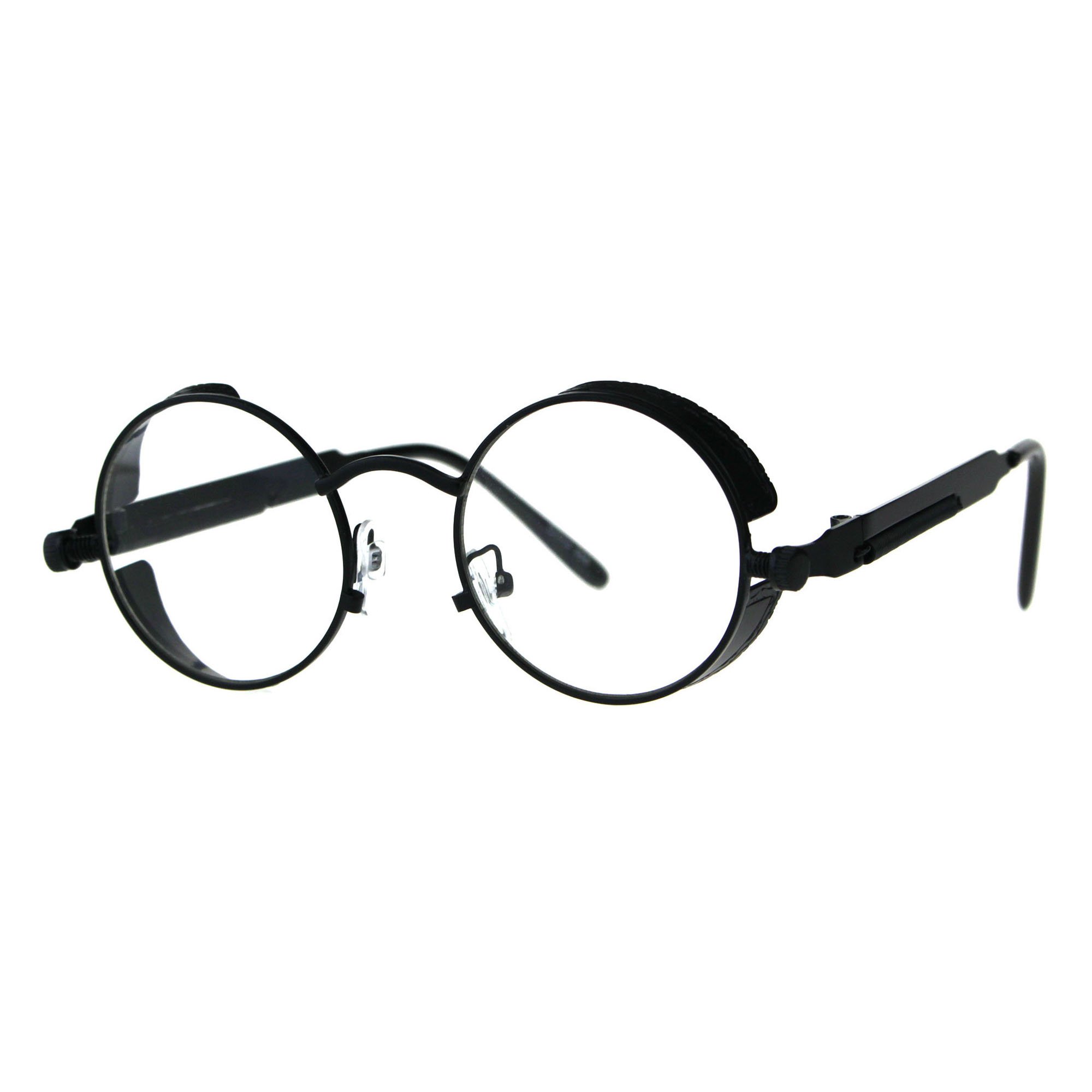 Steampunk Fashion Small Round Frame Clear Lens Glasses - Perfect for Cosplay, Vintage Style & Halloween Costumes