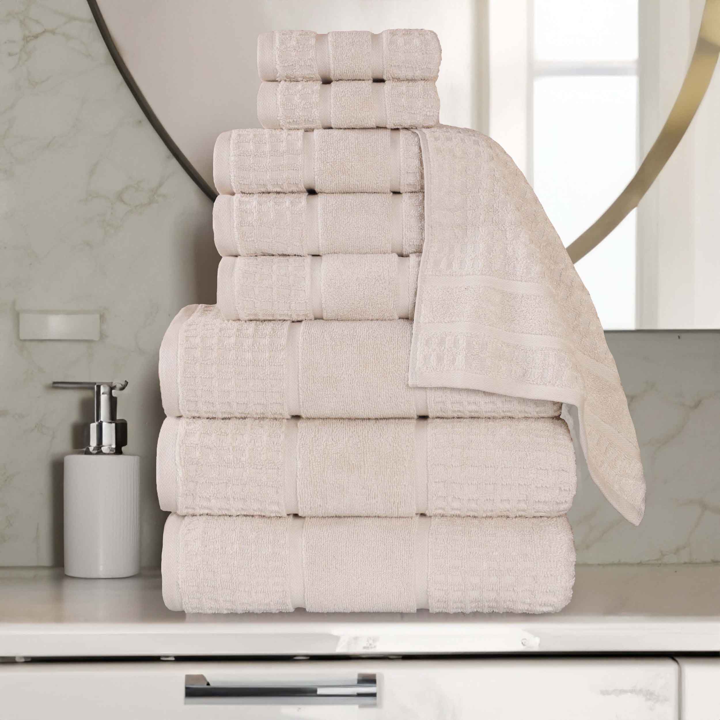 Premium Zero Twist Cotton Waffle Honeycomb Towel Set - 9 Piece Ultra Soft & Absorbent Bath Towels for Spa, Gym & Luxury Home Use