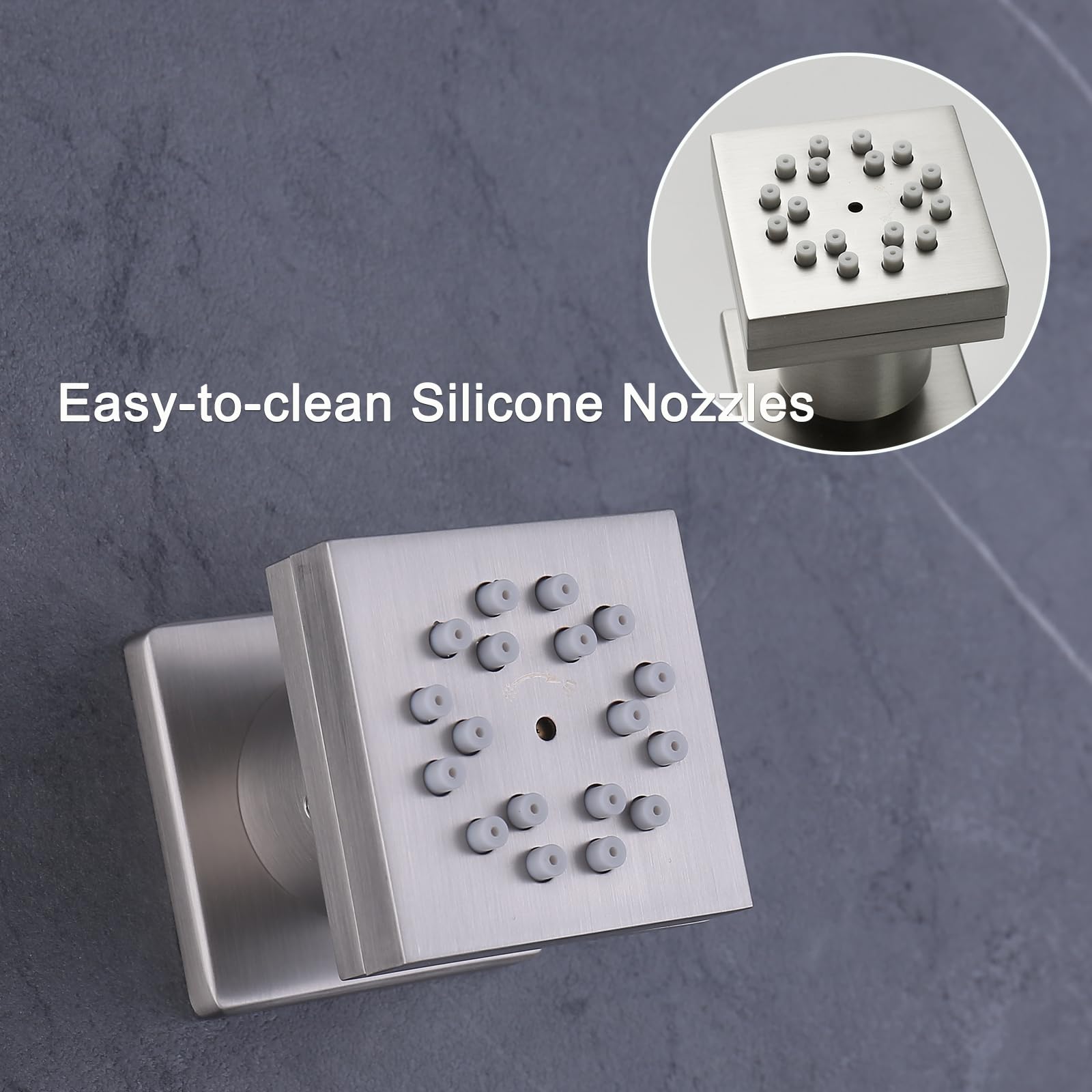 Premium Brass Body Jets Brushed Nickel Shower Head - Dual Function Rain & Mist Wall Mount Shower Sprayer with Square Design for Spa Massage | Perfect for Luxury Bathroom, Home Spa, and Relaxing Shower Experience