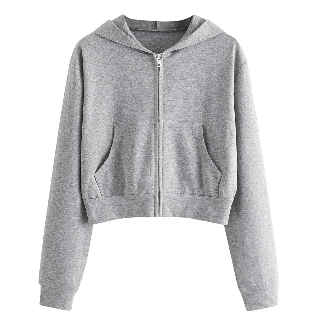 Women's Crop Top Hoodies - Casual Long Sleeve Solid Color Pullover Hooded Sweatshirts with Pockets | Perfect for Gym, Yoga, Streetwear & Everyday Comfort