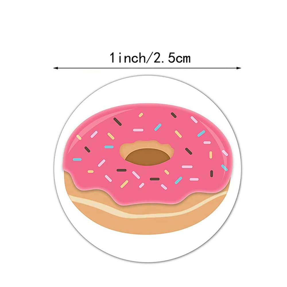 500pcs Premium Donut Stickers - 8 Adorable Designs, Handmade Cake Decorations for Baking, Scrapbooking & Party Favors - Waterproof Vinyl Labels for Cupcakes, Cookies & DIY Crafts