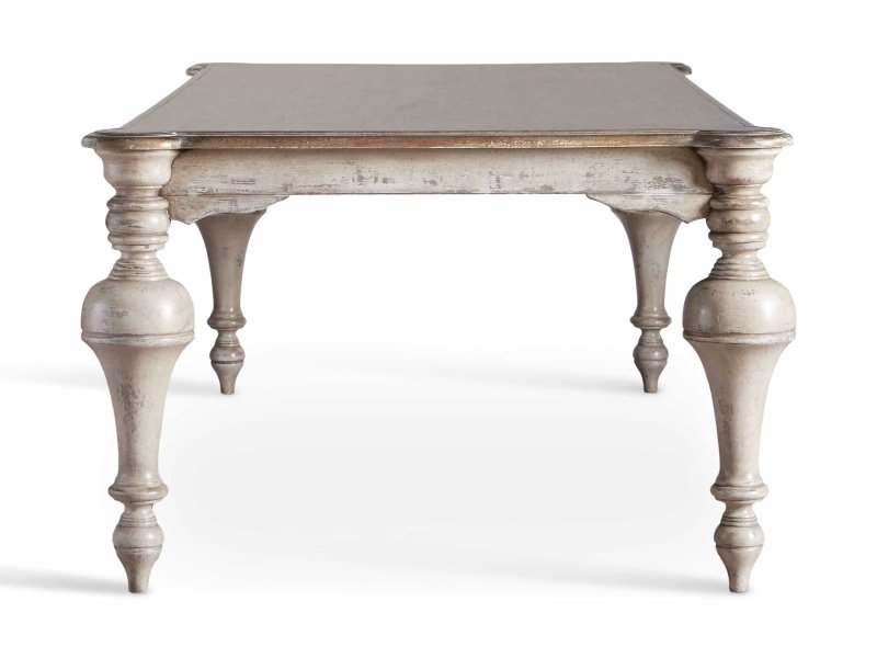 Hand Carved Solid Wood Rectangle Dining Table - Indian Style White Farmhouse Dining Table for Kitchen, Dining Room & Home Decor