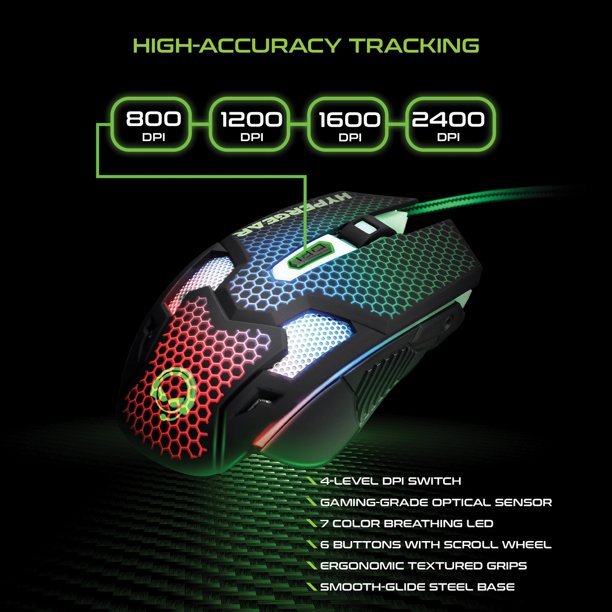 HyperGear 4-in-1 Gaming Kit - RGB Mechanical Keyboard, Wireless Mouse, Noise-Canceling Headphones & Large Mouse Pad (Emerald Crocodile Design) for PC, PS5, Xbox Gaming Setup