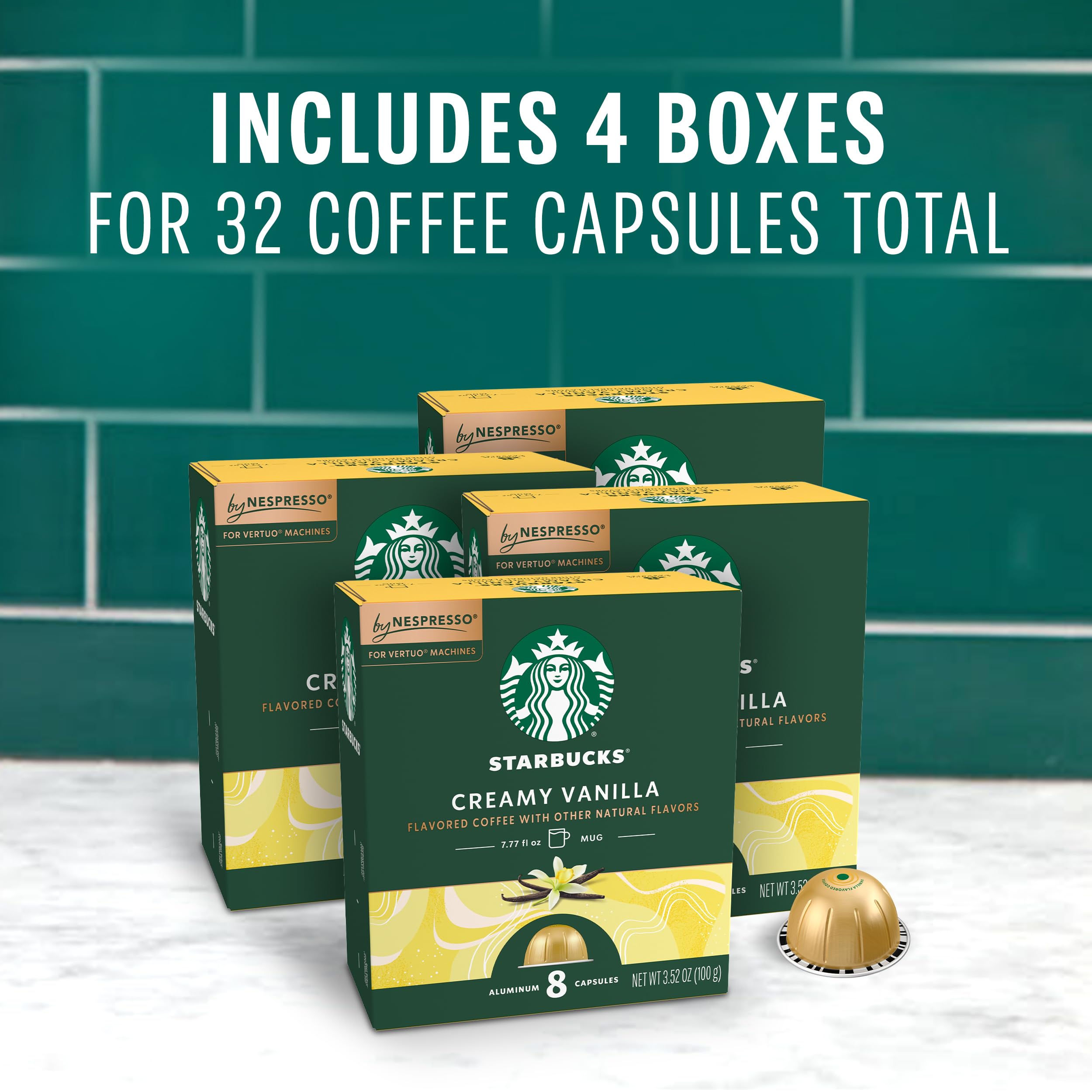Starbucks by Nespresso Vertuo Vanilla Flavored Coffee Pods - 32 Count (7.8 oz) for Home & Office Coffee Brewing - Perfect for Morning Boost & Afternoon Break