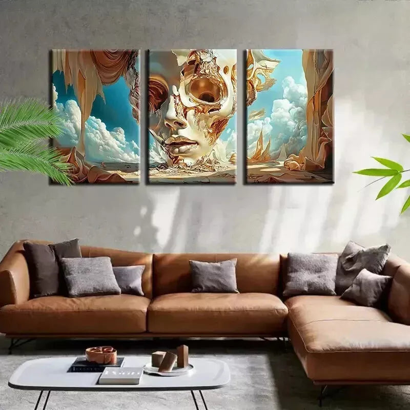3-Piece Surreal Triptych Wall Art Set - Framed Canvas Prints 50x70cm (19.7x27.6in) - High Quality Australian Made Ready-to-Hang Wall Decor for Living Room, Bedroom & Office