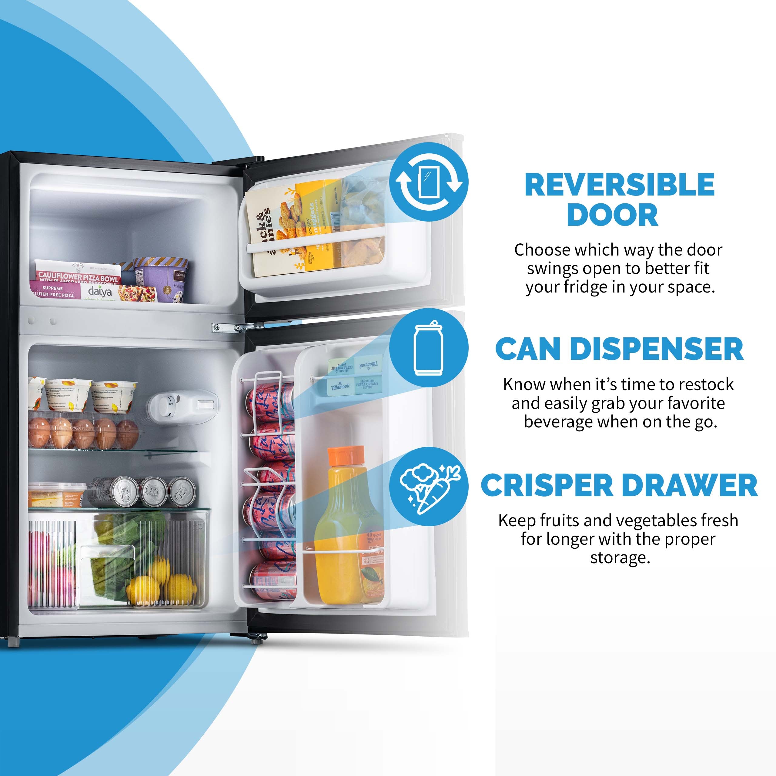 Newair® 3.1 Cu. Ft. Compact Mini Fridge with Freezer - Energy Efficient Black Refrigerator for Bedroom, Office, Dorm & Small Spaces - Perfect for Drinks, Snacks & Beauty Products Storage
