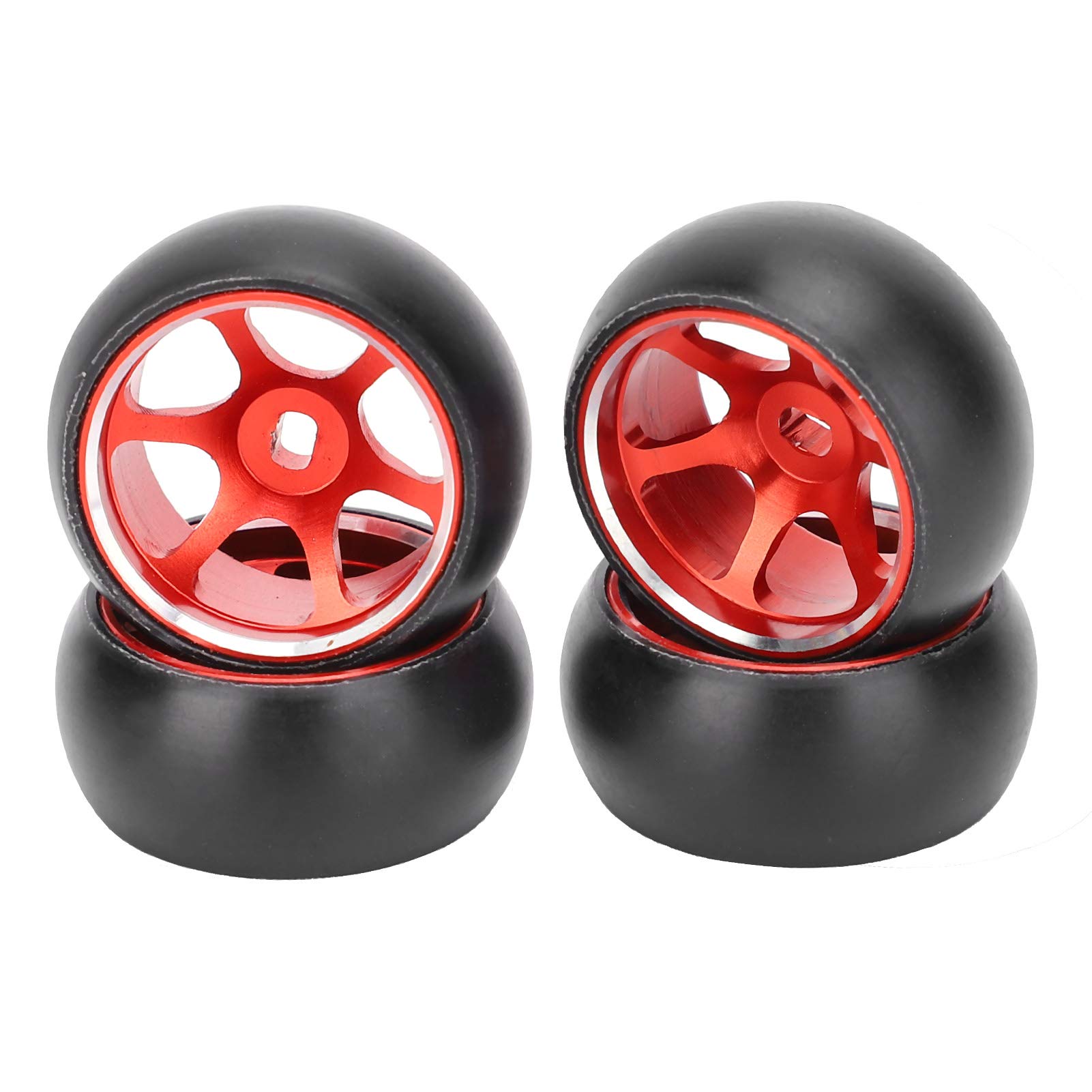 VGEBY 4Pcs RC Car Rubber Tires with Metal Wheel Hubs - Compatible with Wltoys K969 1/28, Mini-Q & Mini-D Remote Control Cars | Durable Off-Road Tires for Racing, Drifting & Backyard Driving