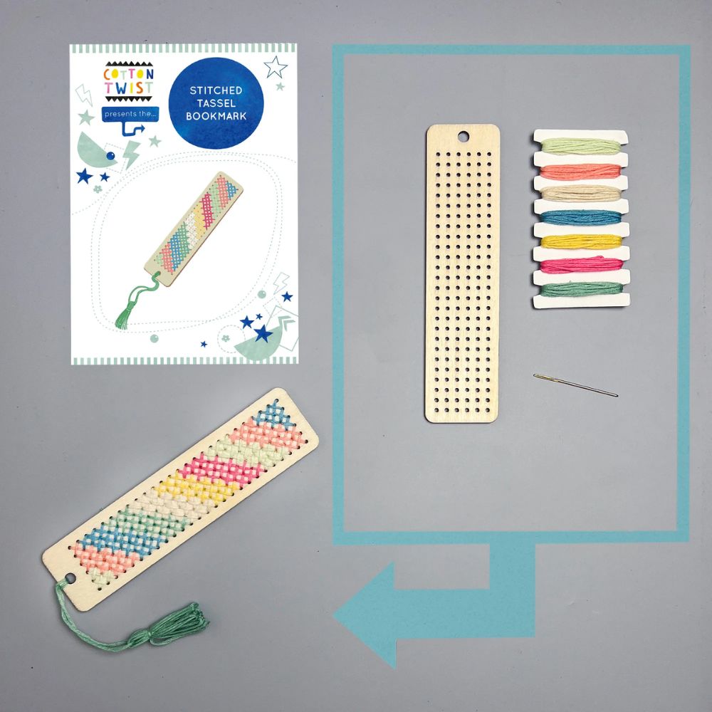 DIY Cotton Twist Stitched Tassel Bookmark Kit - Handmade Craft Supplies for Book Lovers - Perfect for Reading, Gifts & Scrapbooking Projects