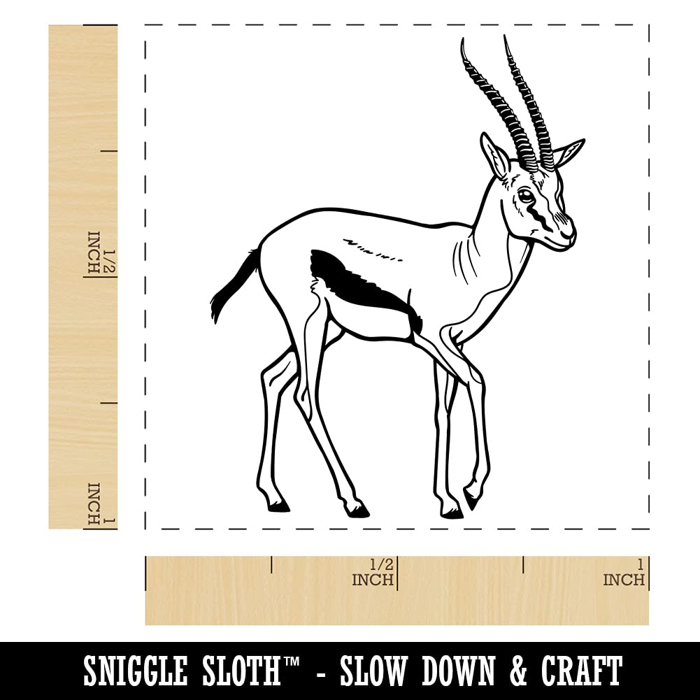 Thomson's Gazelle Antelope African Wildlife Self-Inking Rubber Stamp - 1 Inch Small Stamp with Red Ink - Perfect for Scrapbooking, Journaling & DIY Crafts