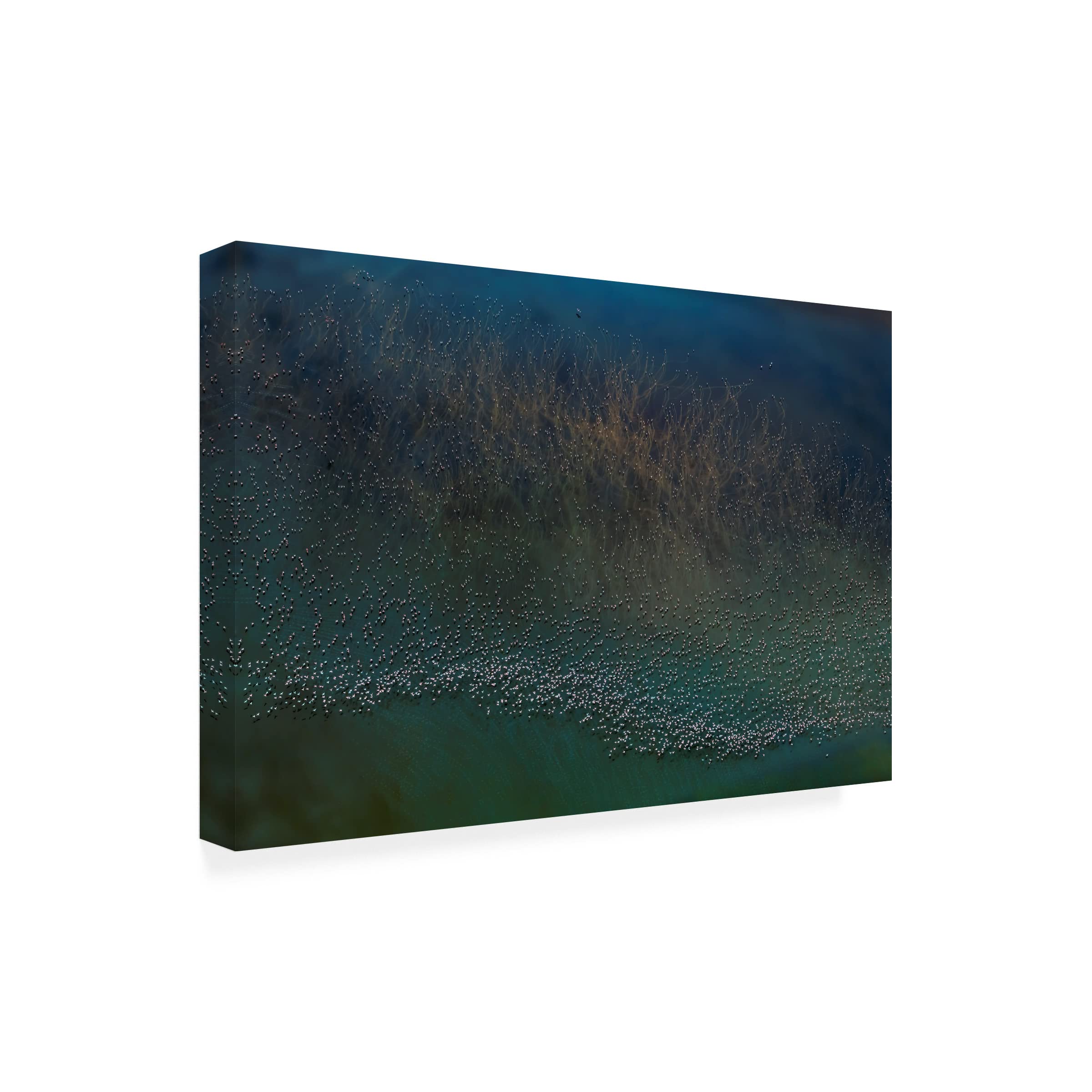 Trademark Fine Art 'Millions Flamingos Taking Off' Canvas Wall Art by Yun Wang - Stunning Flamingo Painting for Living Room, Bedroom & Office Decor