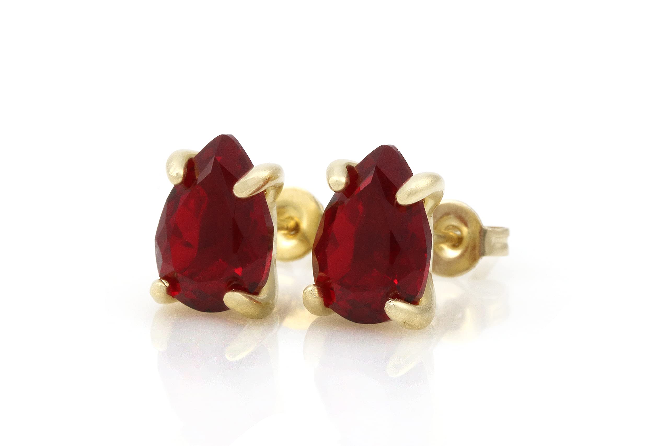 Red Garnet Stud Earrings for Women - January Birthstone Jewelry | Handmade Pear Gemstone Earrings | Dainty Everyday Jewelry Gift with Signature Box | Perfect for Birthdays, Anniversaries & Special Occasions