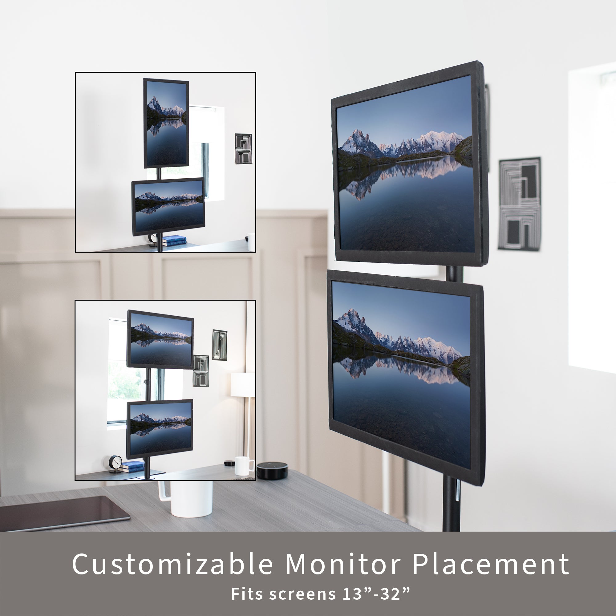 Dual Monitor Desk Mount Stand for 2 Screens up to 34 Inches - Heavy Duty Adjustable VESA Bracket for Home Office & Gaming Setup