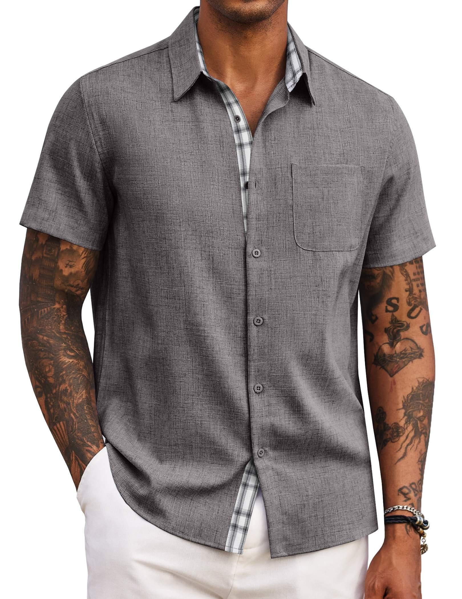 COOFANDY Men's Short Sleeve Button Down Shirts - Casual Summer Beach & Wedding Wear