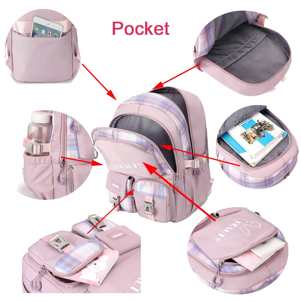 Stylish 15.6 Inch Anti-Theft Laptop Backpack for Women - Pink College Bookbag with USB Charging Port, Large Capacity Travel Daypack for Work, School & Commuting