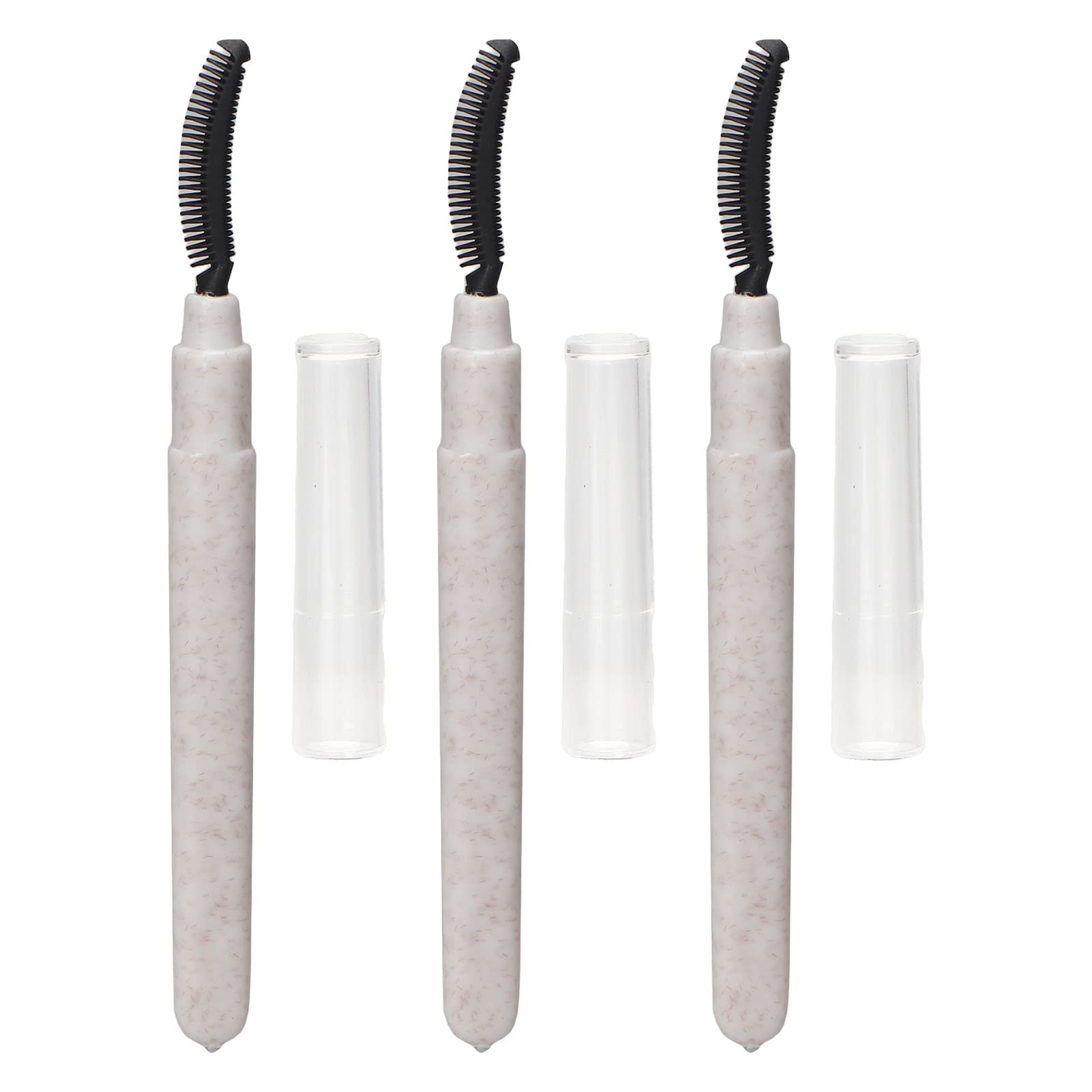 3Pcs Silicone Black Mascara & Eyelash Brushes with Dust Cover - Professional Eyebrow & Eyelash Applicator Wands for Makeup Artists & DIY Beauty (Perfect for Salon, Home Use & Travel)