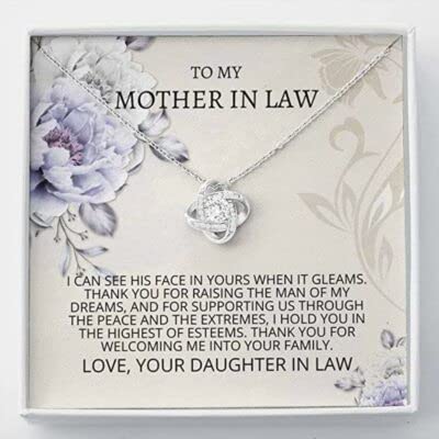 Customized Love Knot Necklace for Mother-in-Law - Gift Box Included - Perfect for Anniversaries & Special Occasions