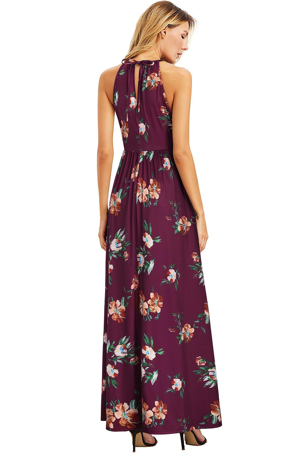 KILIG Women's Summer Maxi Dress 2025 - Casual Sleeveless Floral Sundress with Side Slit, Flowy Long Beach Dress for Vacation, Pool Party & Outdoor Date Night