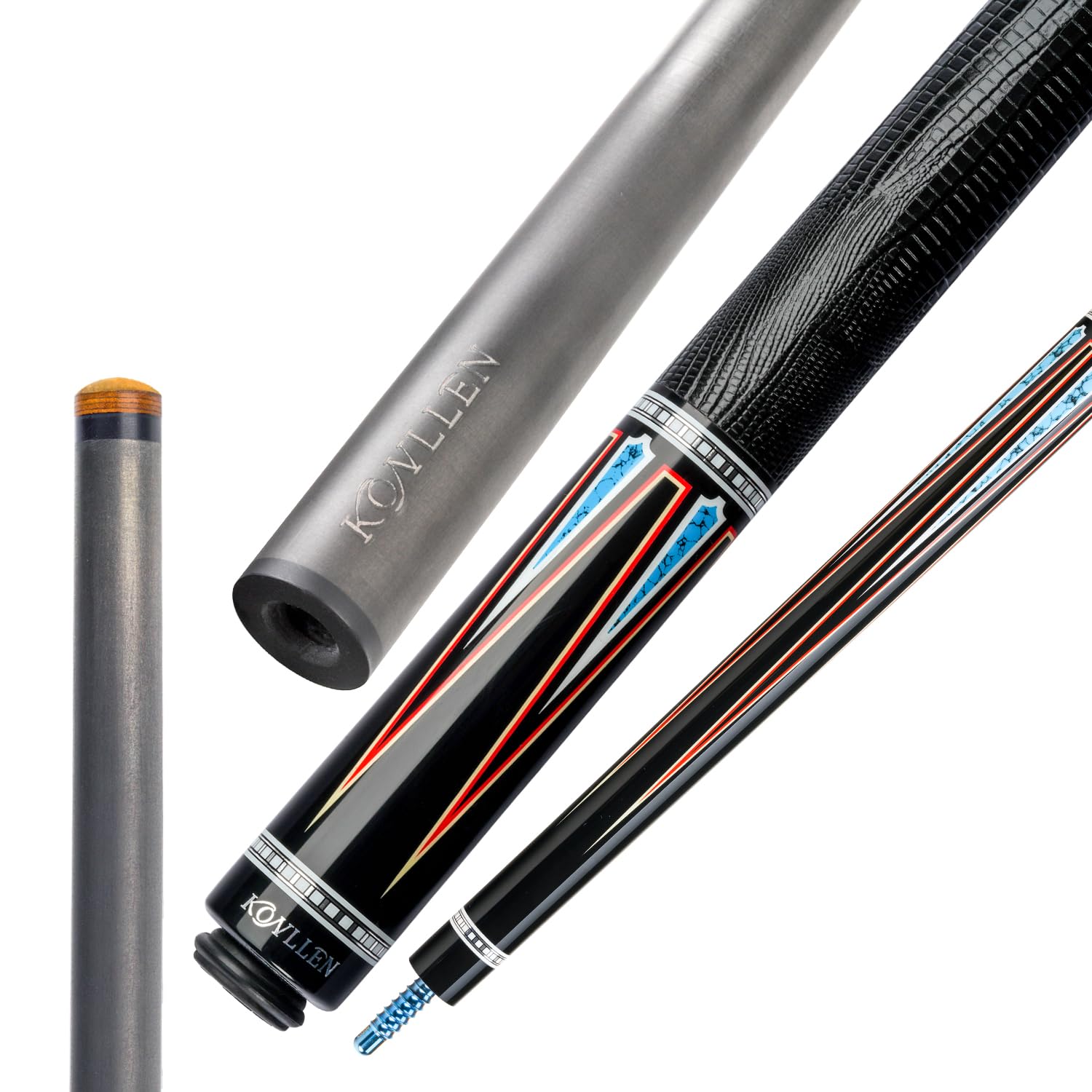 KONLLEN 58-inch Professional Carbon Fiber Pool Cue Stick - Low Deflection Billiard Cue with 12.5mm Tip for Adults | Full Carbon Technology, Pro Taper, Easy Control | Perfect for Tournament Play & Home Game Rooms
