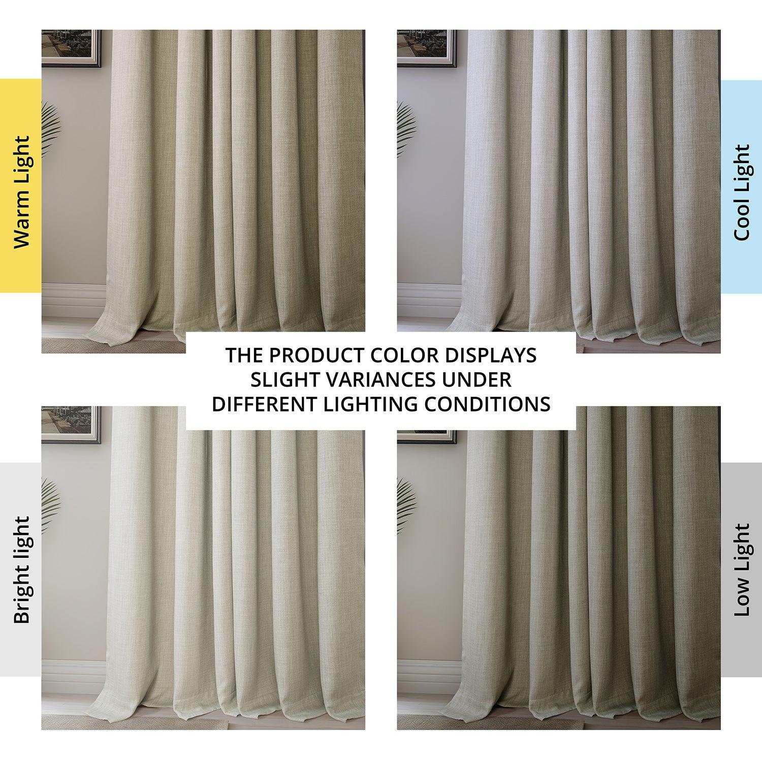 Oatmeal French Pleat Textured Faux Linen Blackout Curtains for Bedroom - Light Blocking Thermal Insulated Window Drapes for Living Room & Nursery
