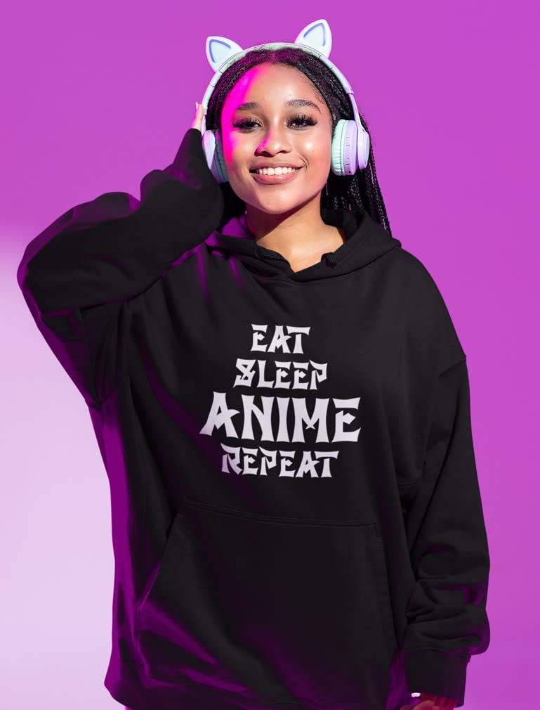 Eat Sleep Anime Repeat Women's Hoodie - Soft & Comfortable Pullover Sweatshirt for Anime Fans | Perfect for Casual Wear, Cosplay & Gifts