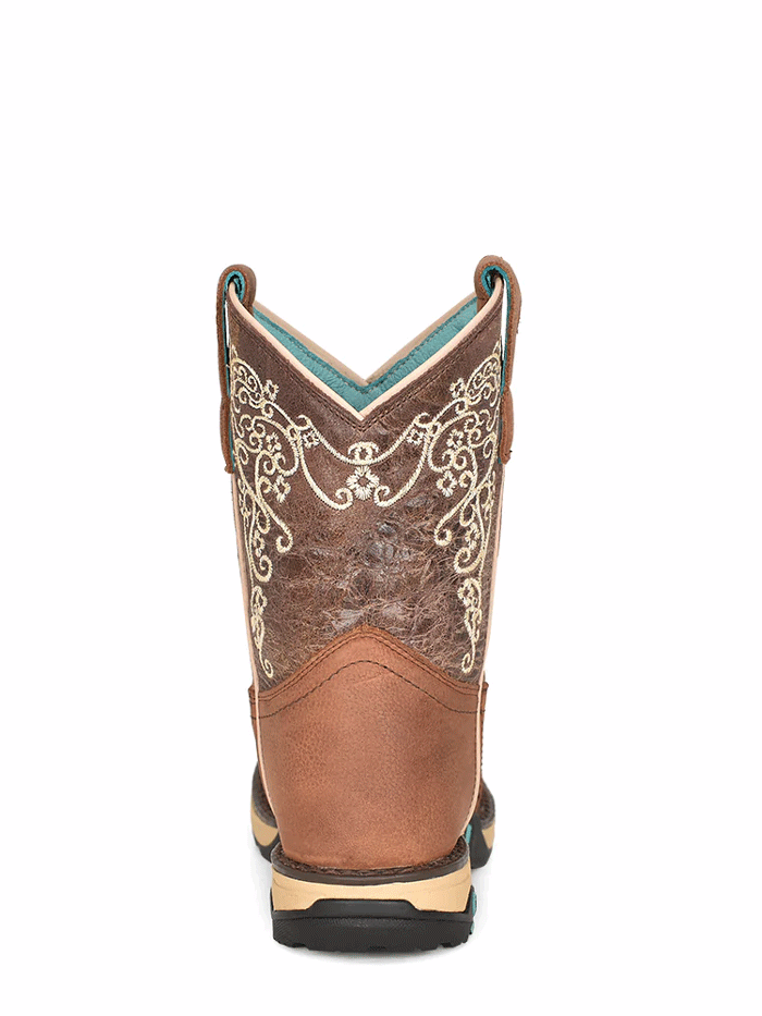 Corral W5006 Women's Square Toe Work Boots for Farm & Ranch - Tan Leather Cowgirl Boots for Outdoor Work, Riding & Country Fashion